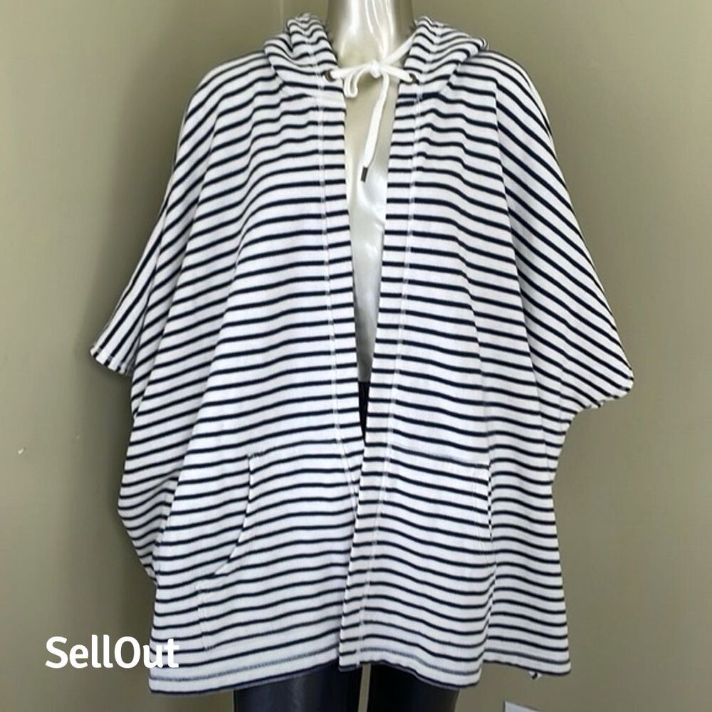 Aerie Women's Striped Hooded Swim Cover Up Poncho XS Multicolor